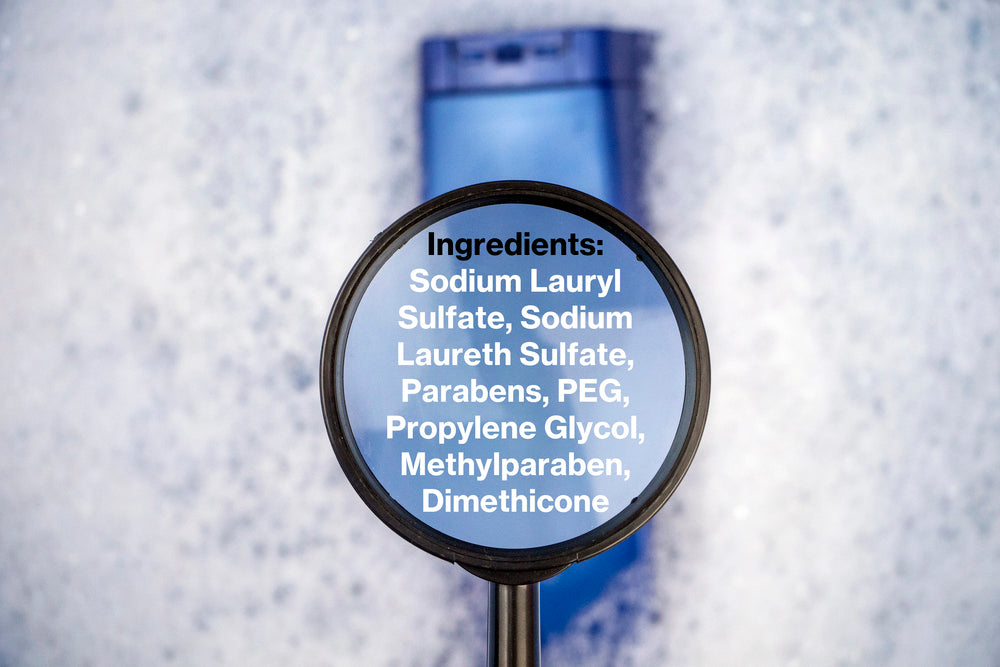 Chemical components on the shampoo label.